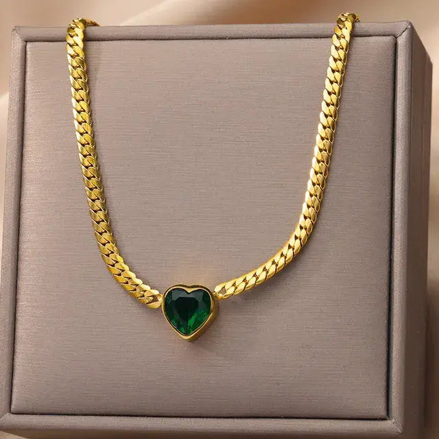 Elegant Square Emerald Drop Necklace