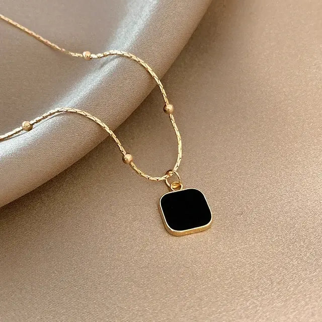 Obsidian Square Elegance Necklace