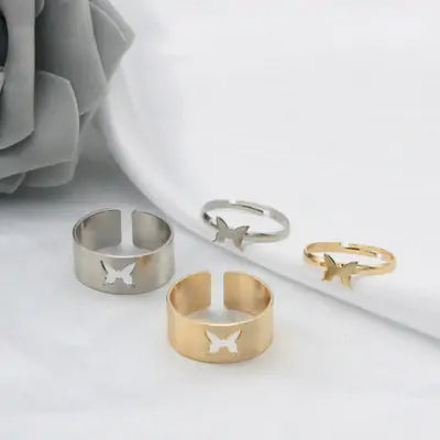 Chic Butterfly Charm Rings