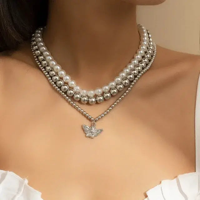 Glamorous Pearl Stacked Necklace (Variety)