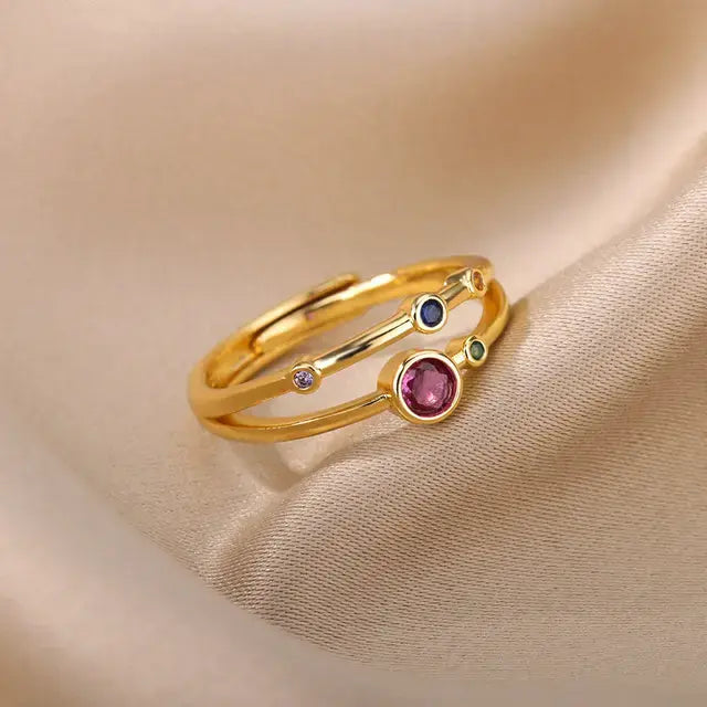 Radiant Gemstone Cascade Rings