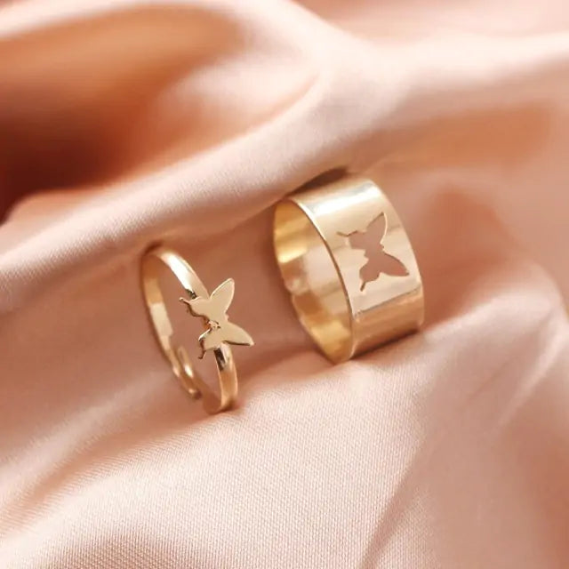 Chic Butterfly Charm Rings