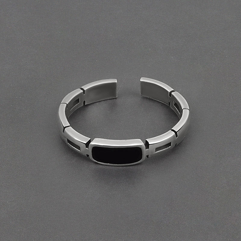 Obsidian Elegance Silver Ring