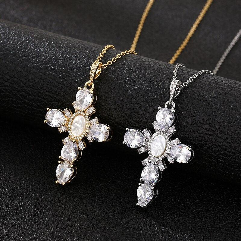 Divine Sparkle Cross Necklace - Radiant Jewels Factory