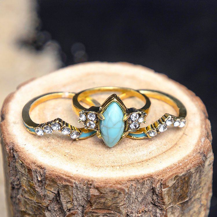 Turquoise Bliss Harmony Ring Ensemble