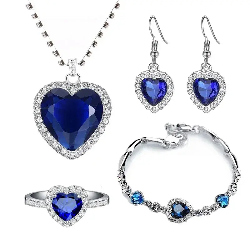 Oceanic Majesty Heart Jewelry Set