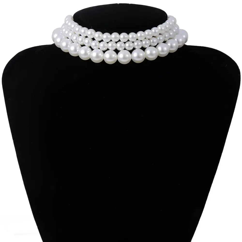 Glamorous Pearl Stacked Necklace (Variety)