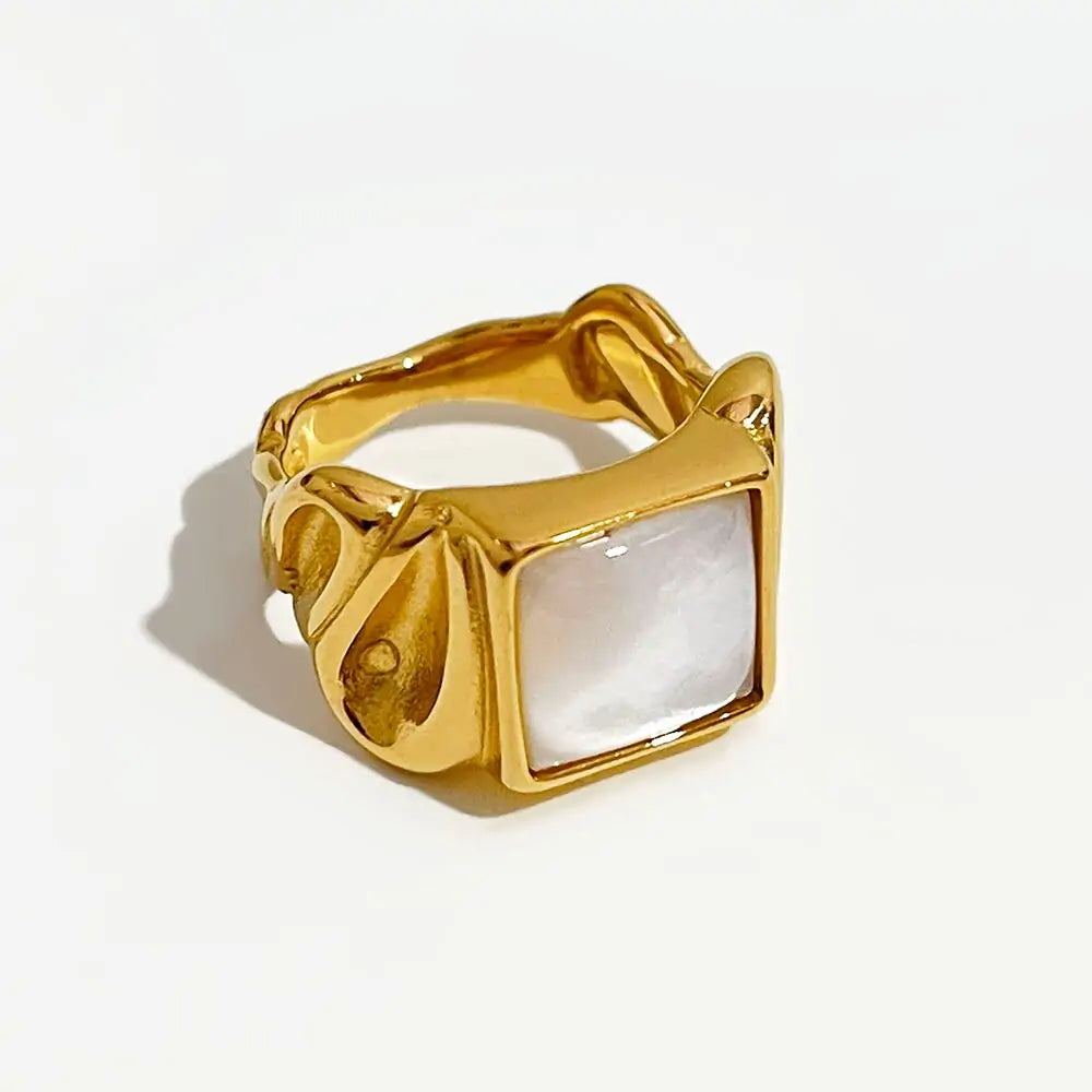 Pearlescent Shell Oblong Ring