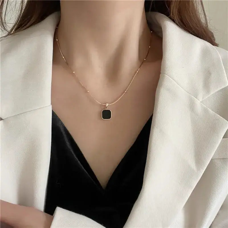 Obsidian Square Elegance Necklace