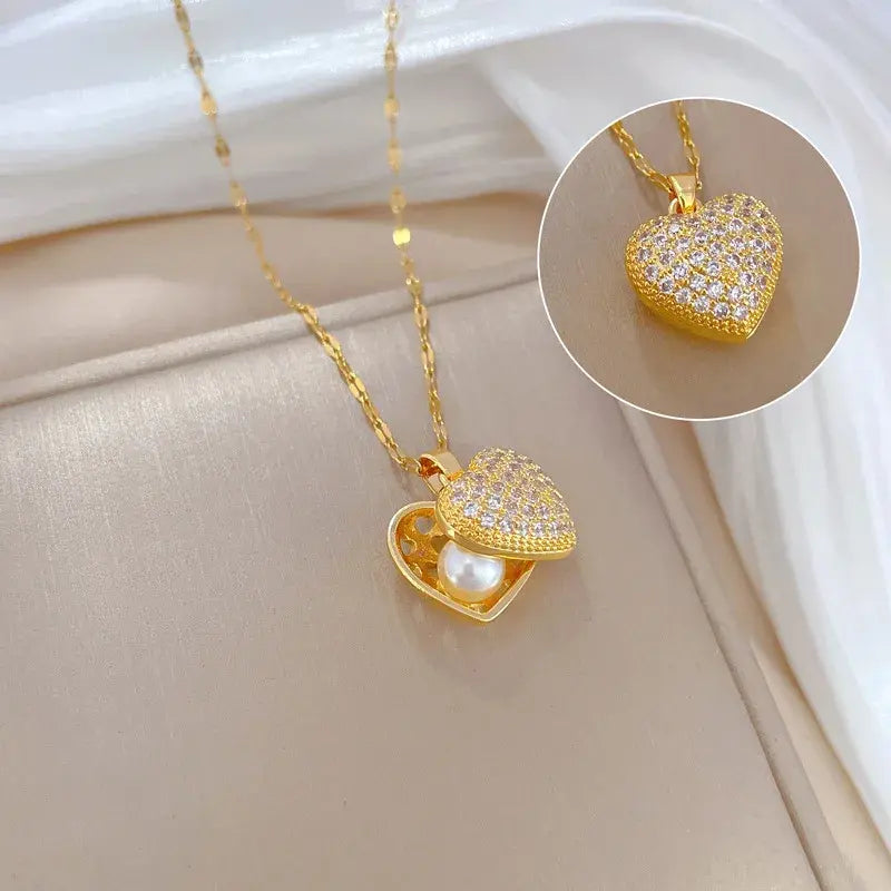 Opulence Heart Pearl Necklace