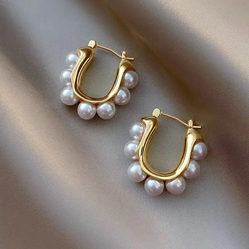 Vintage Pearl Hoop Earrings