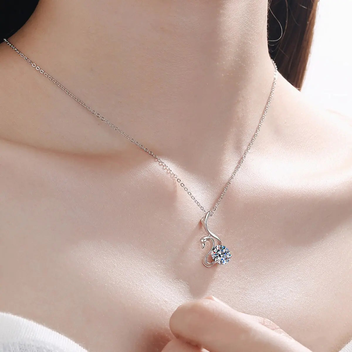 Diamondique Swan Necklace