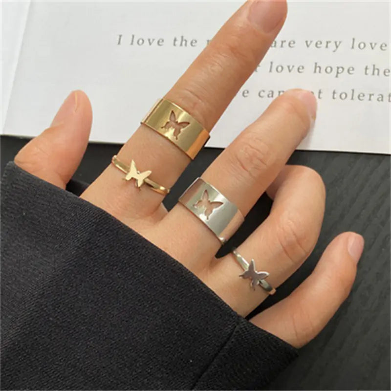 Chic Butterfly Charm Rings