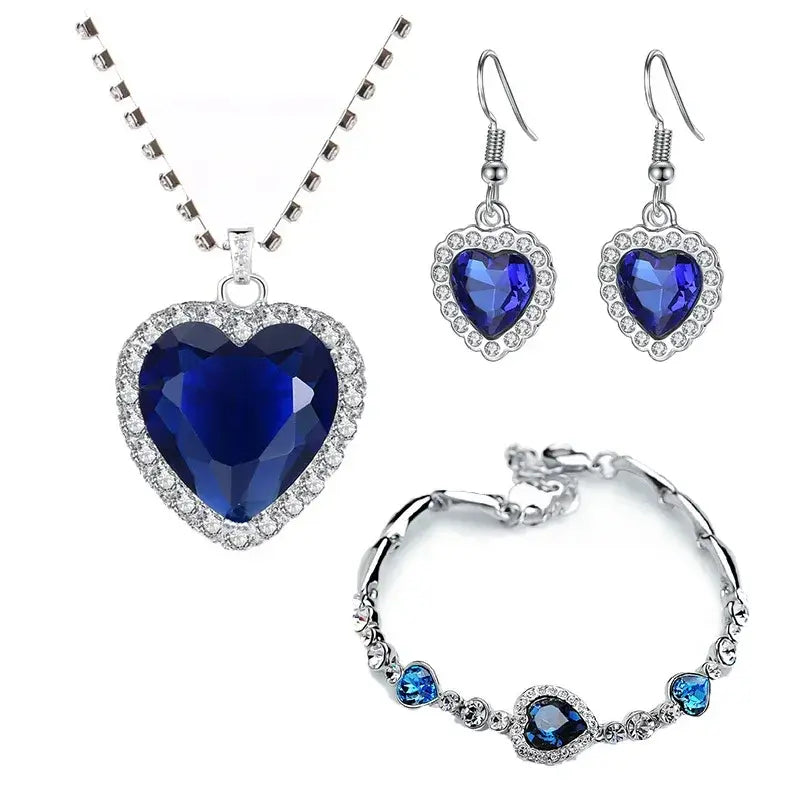 Oceanic Majesty Heart Jewelry Set