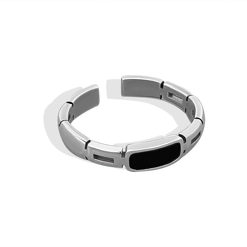 Obsidian Elegance Silver Ring
