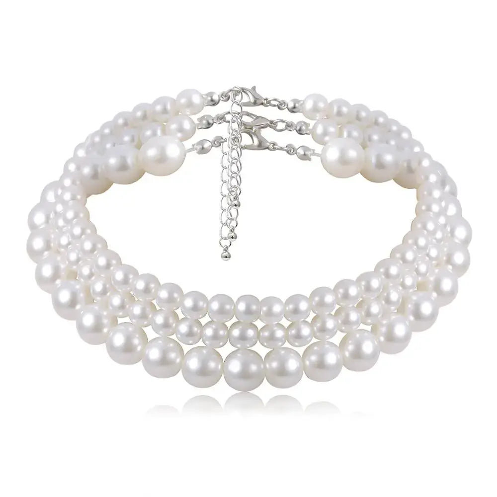 Glamorous Pearl Stacked Necklace (Variety)