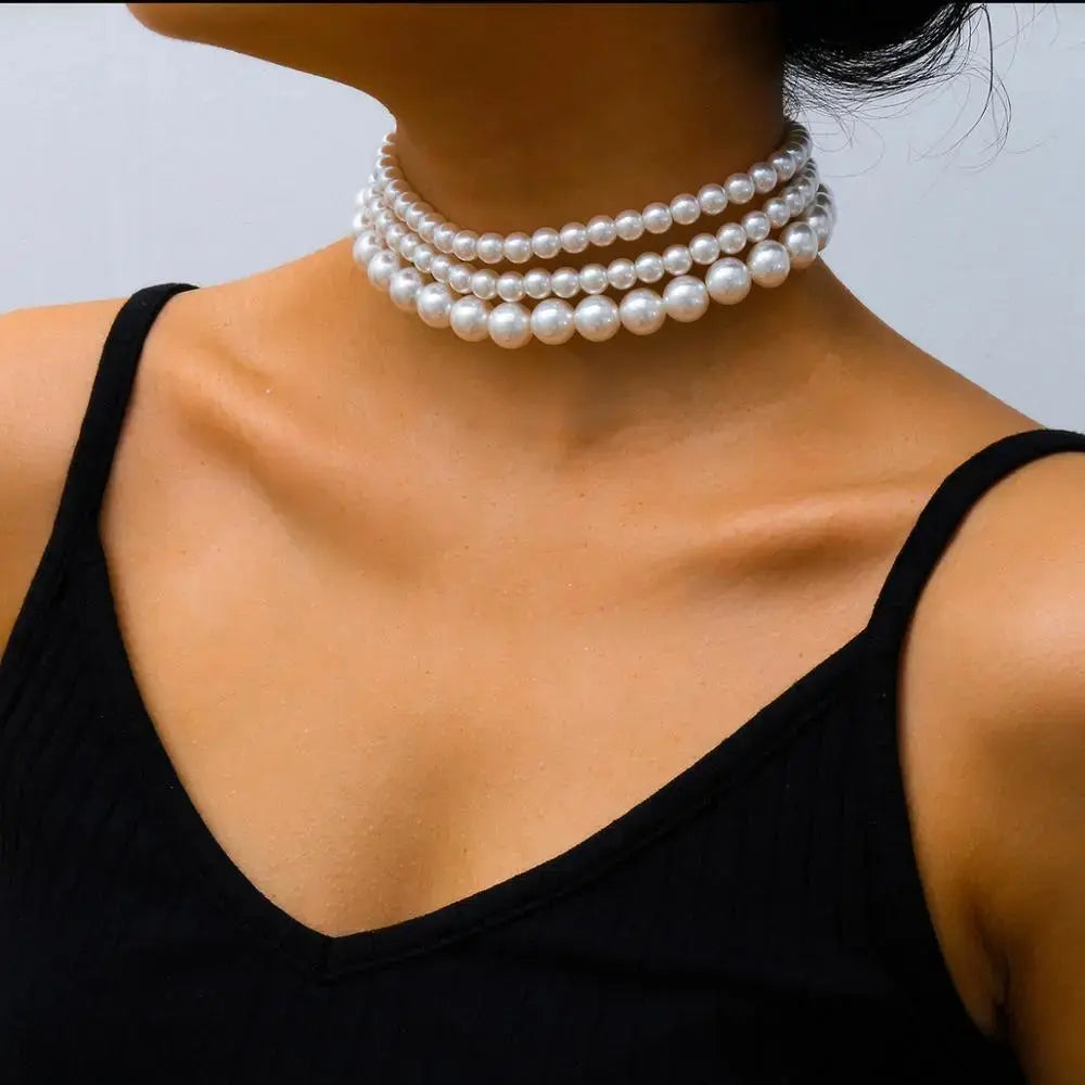 Glamorous Pearl Stacked Necklace (Variety)