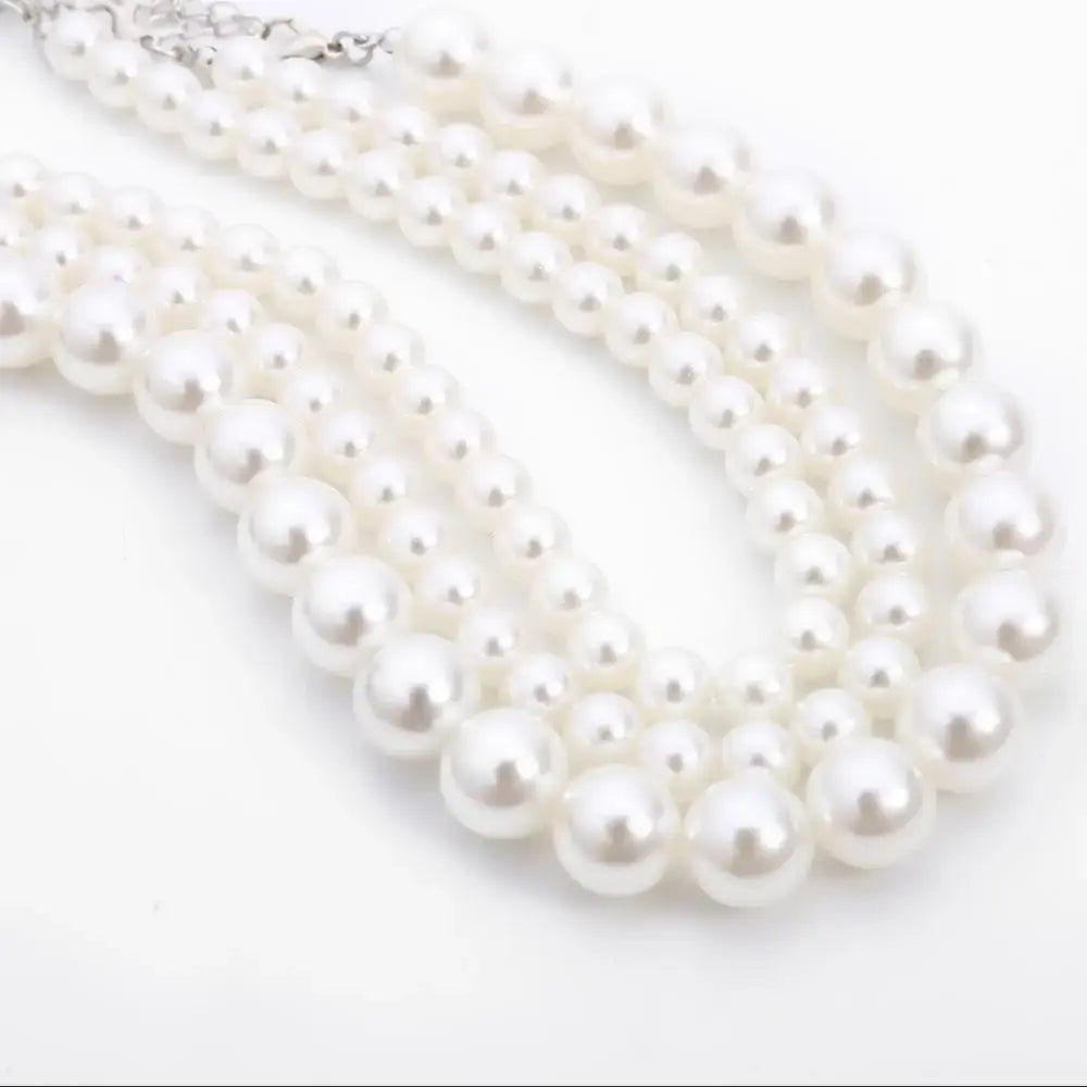 Glamorous Pearl Stacked Necklace (Variety)