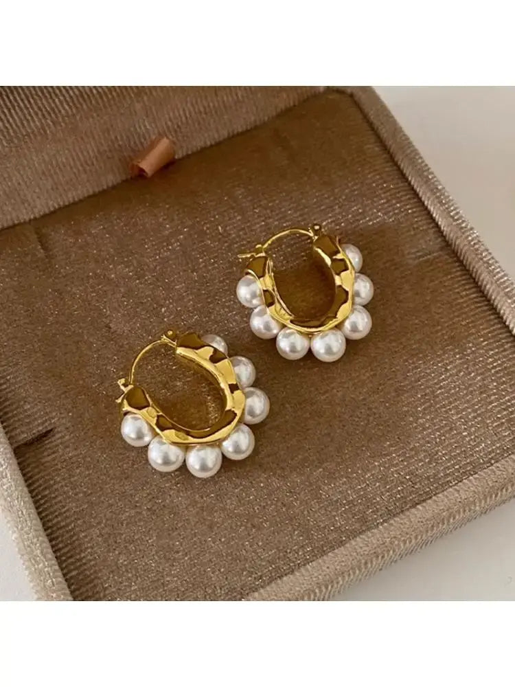 Vintage Pearl Hoop Earrings