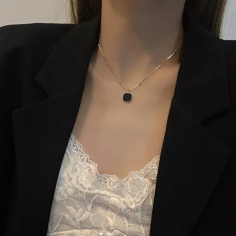 Obsidian Square Elegance Necklace